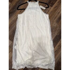 Francesca's White Lace Crochet Halter Mini Dress Women's Size S NWT